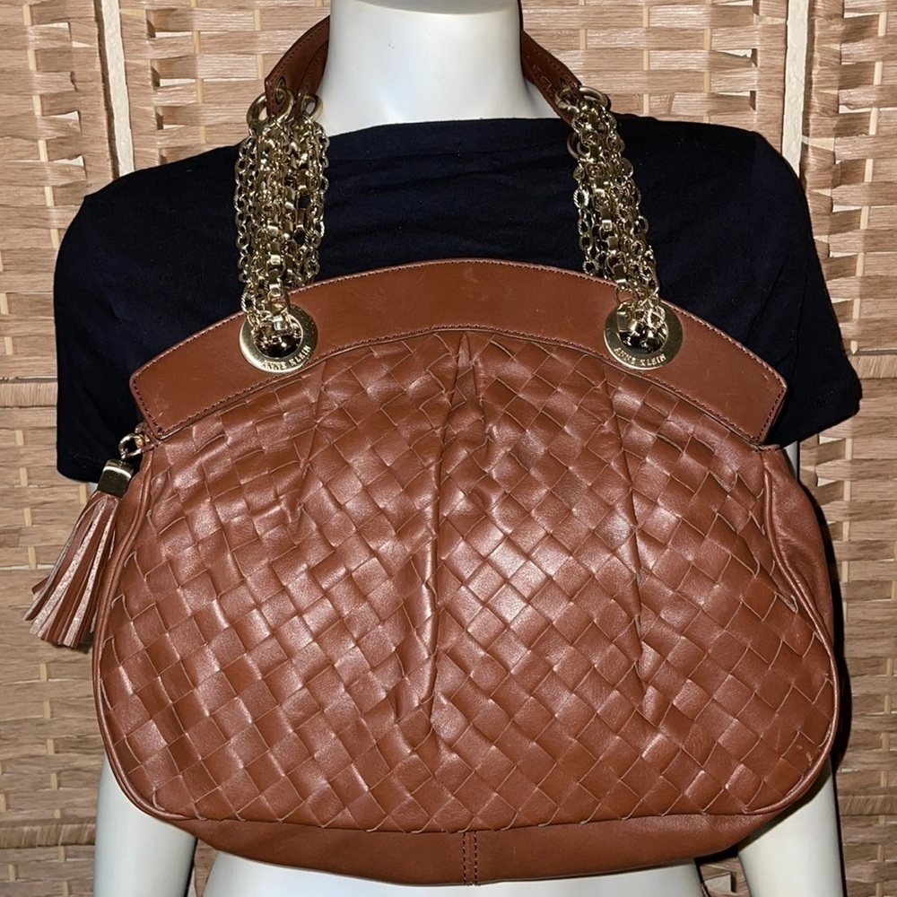 Anne Klein Bag Genuine Leather Purse Chain Shoulder Strap Bag Authentic Like NEW - Picture 2 of 15